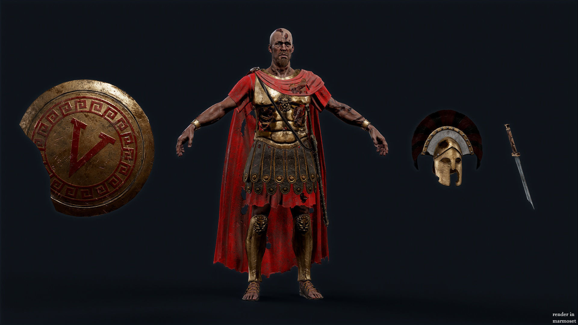 SPARTAN ROYAL GUARD UNDEAD 1 Low-poly 3D model_10