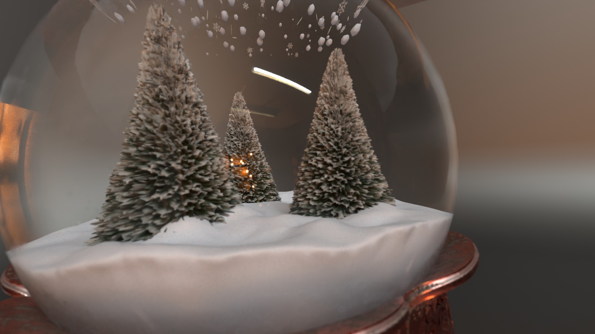 Antique Christmas Snow Globe 3D model_8