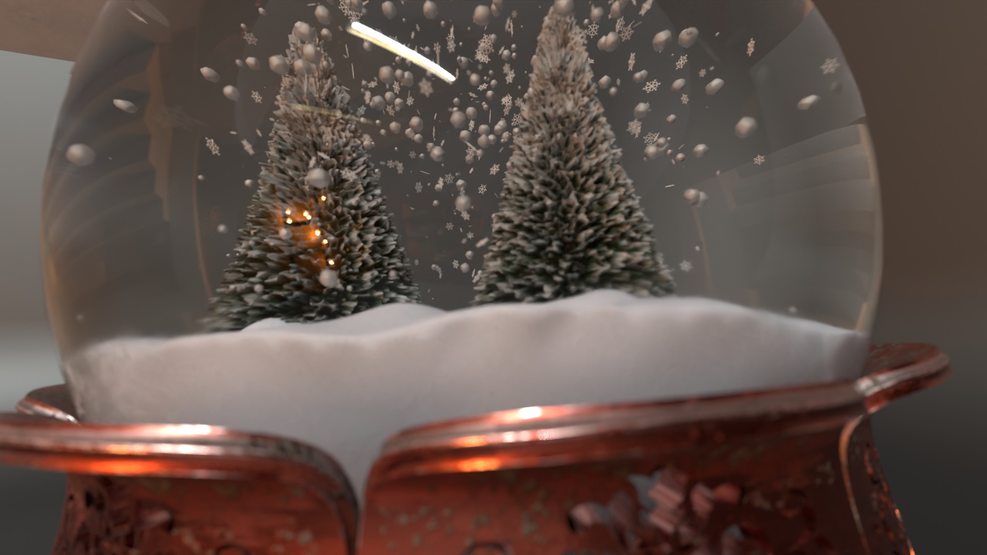 Antique Christmas Snow Globe 3D model_6