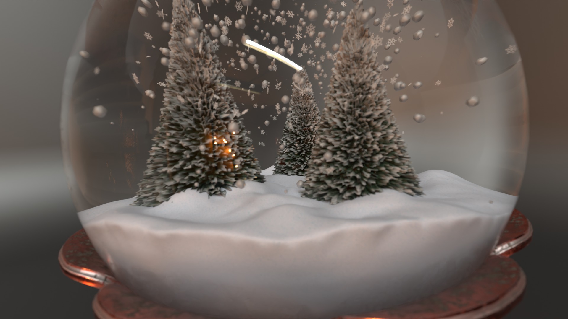 Antique Christmas Snow Globe 3D model_5