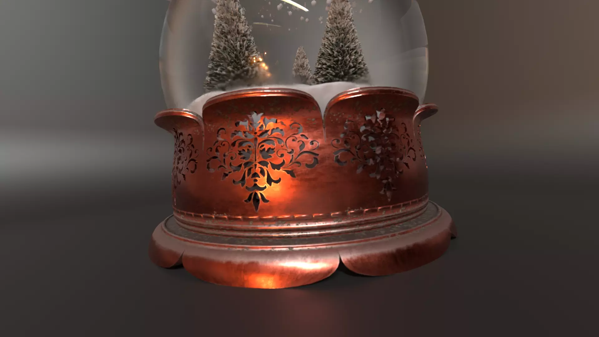 Antique Christmas Snow Globe 3D model_0