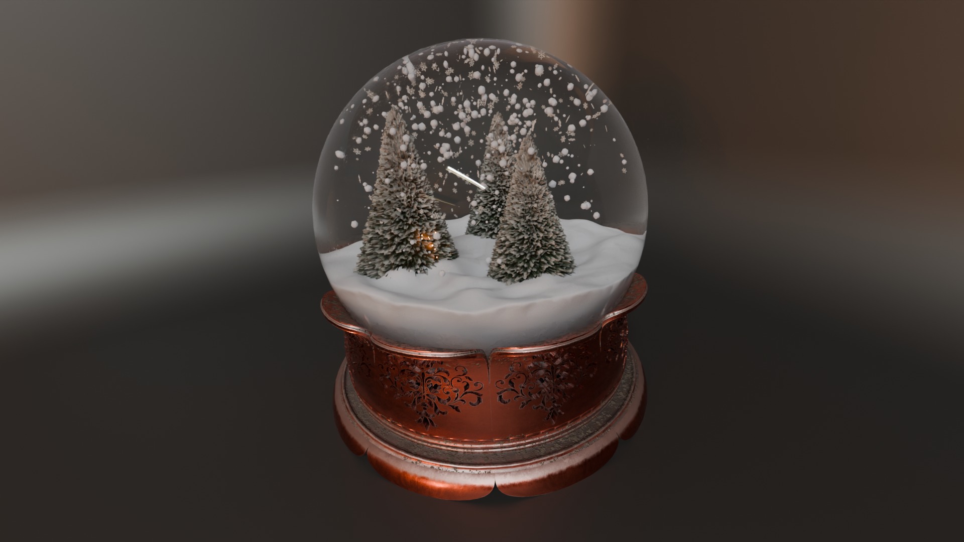 Antique Christmas Snow Globe 3D model_15