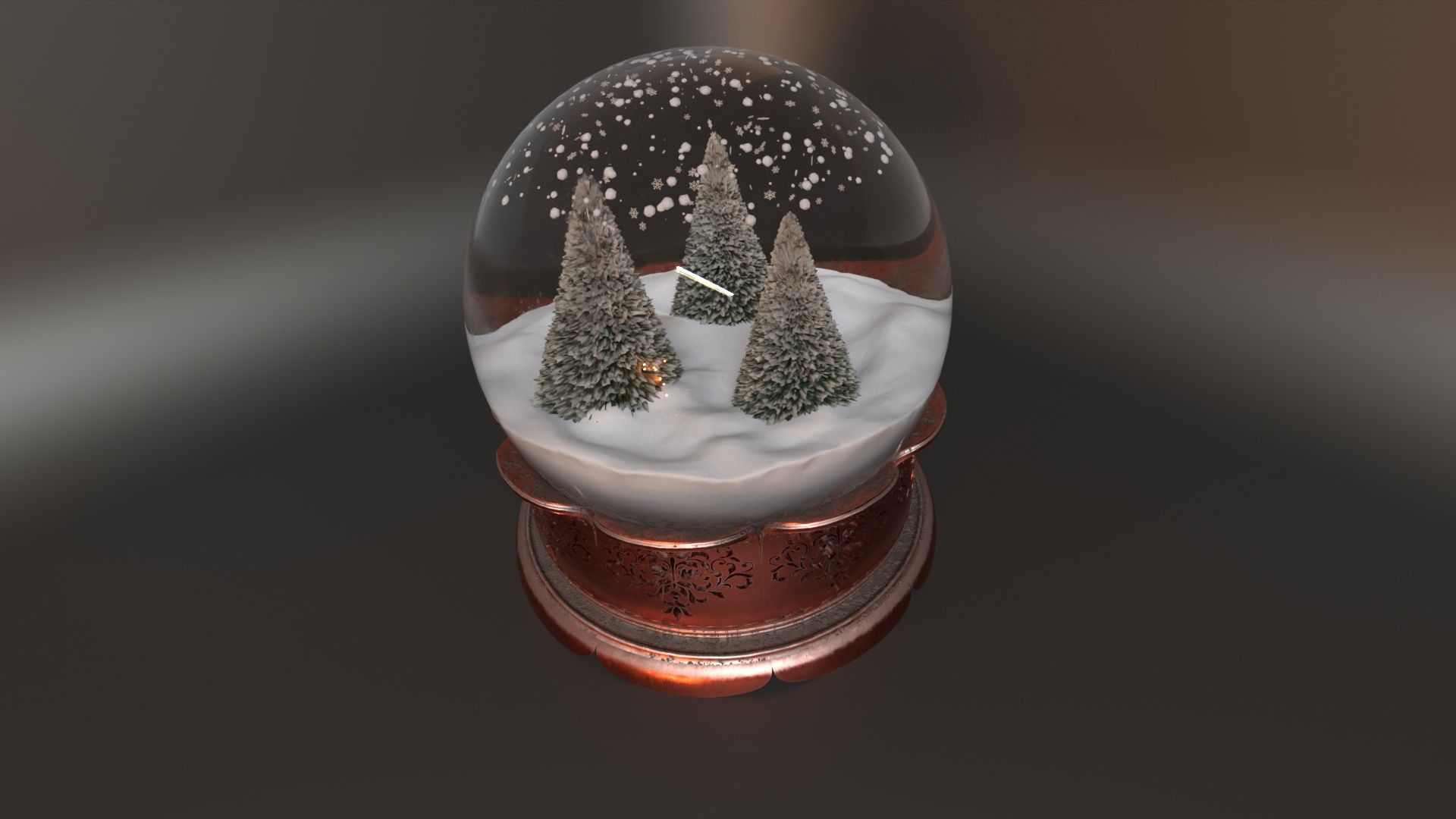 Antique Christmas Snow Globe 3D model_7