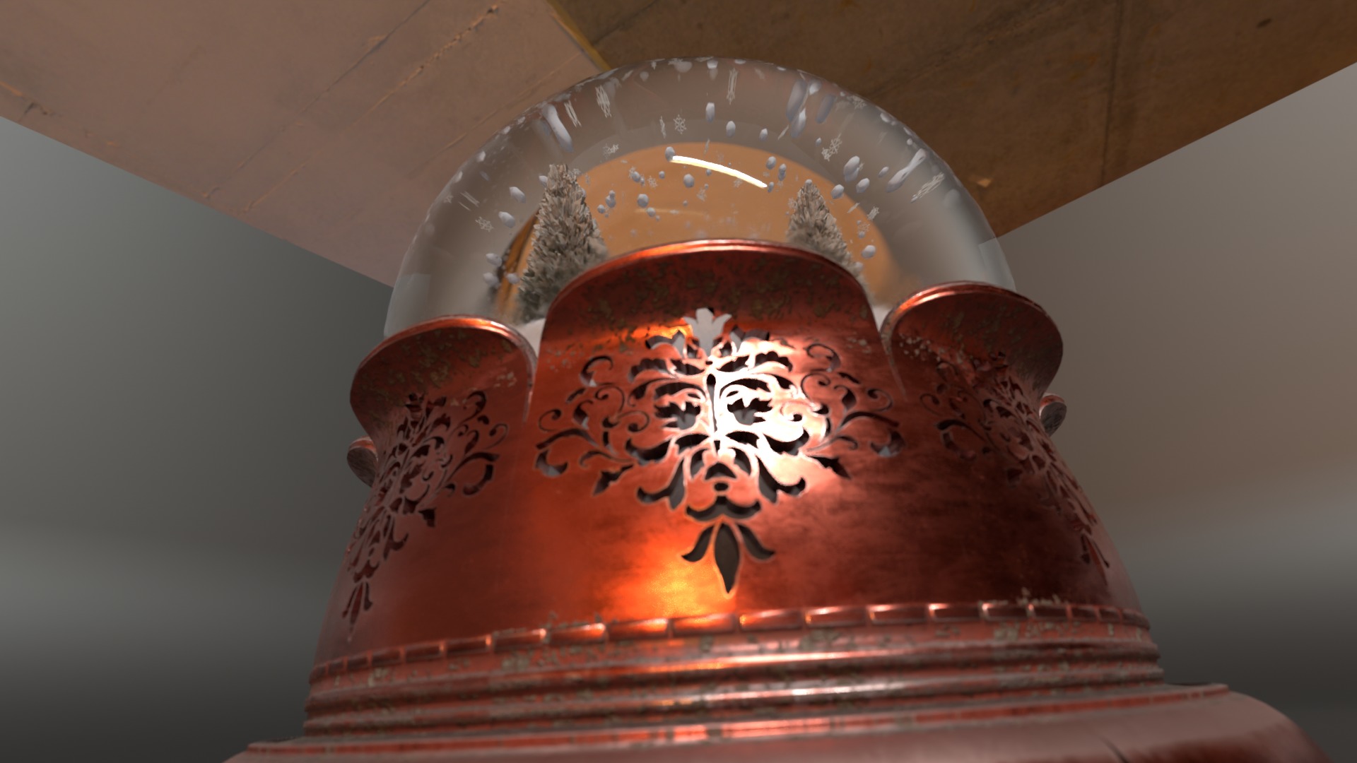 Antique Christmas Snow Globe 3D model_9