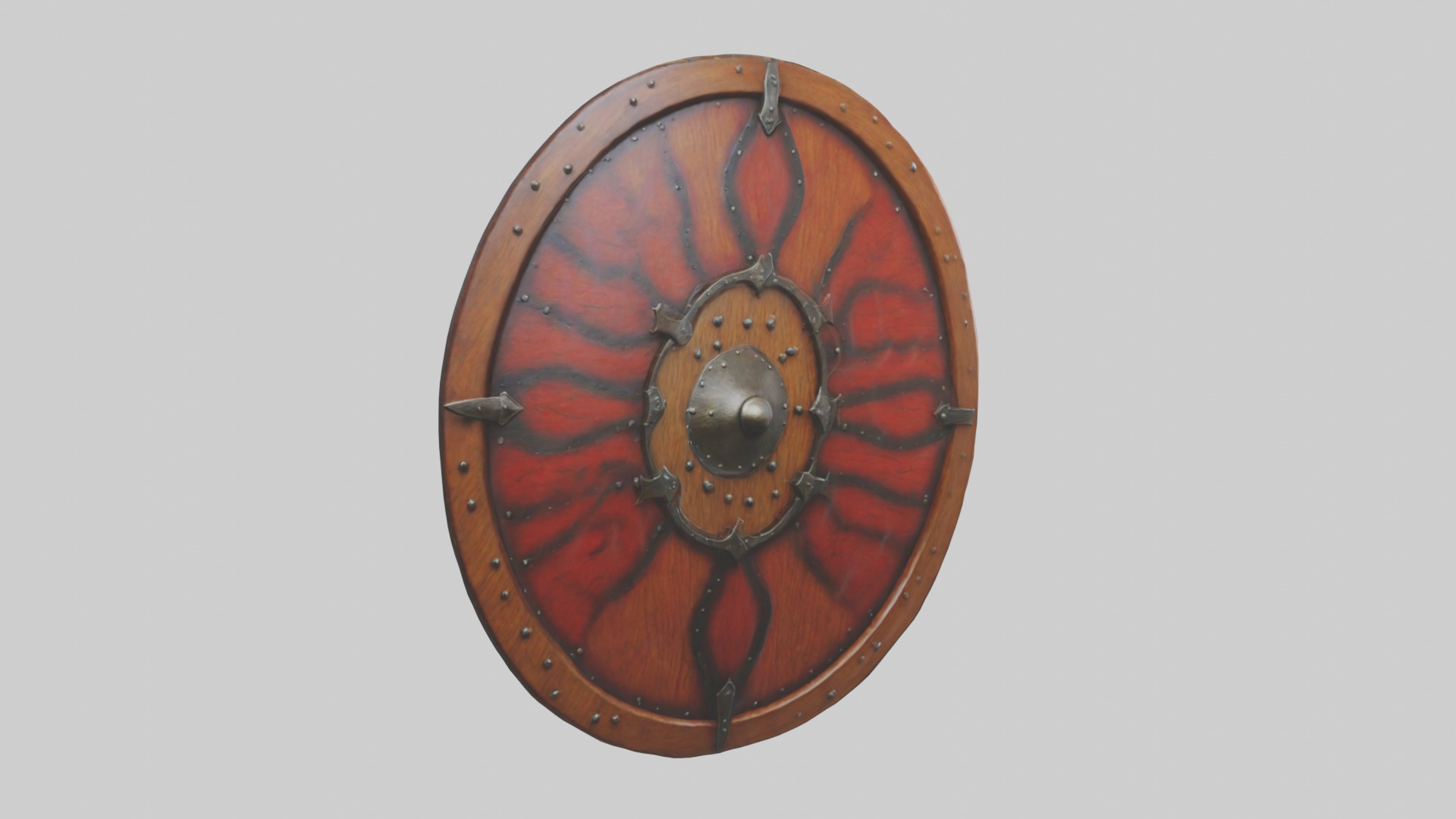 Wooden shield Model Low-poly 3D model_2