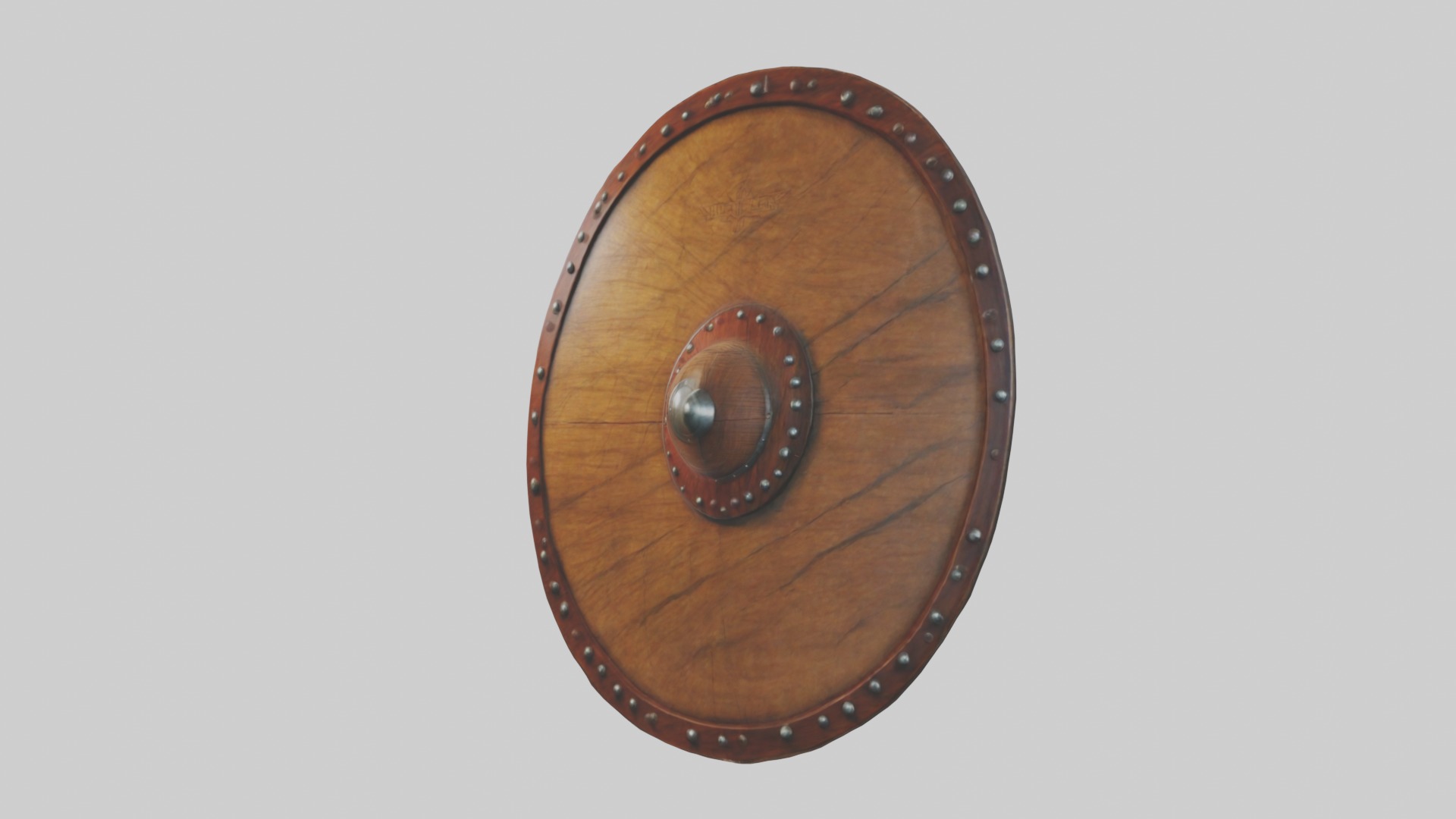 Wooden shield Model Low-poly 3D model_1