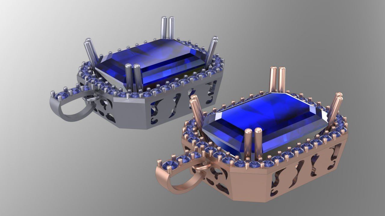Full stone jewelry pendant 3D print model_2