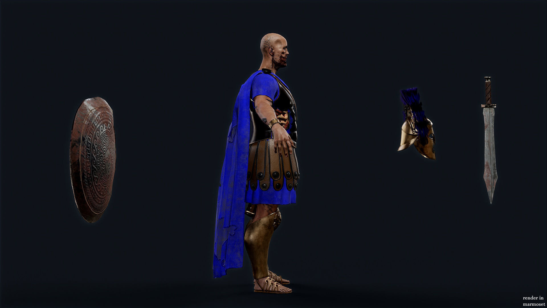 SPARTAN ROYAL GUARD UNDEAD 2 Low-poly 3D model_7