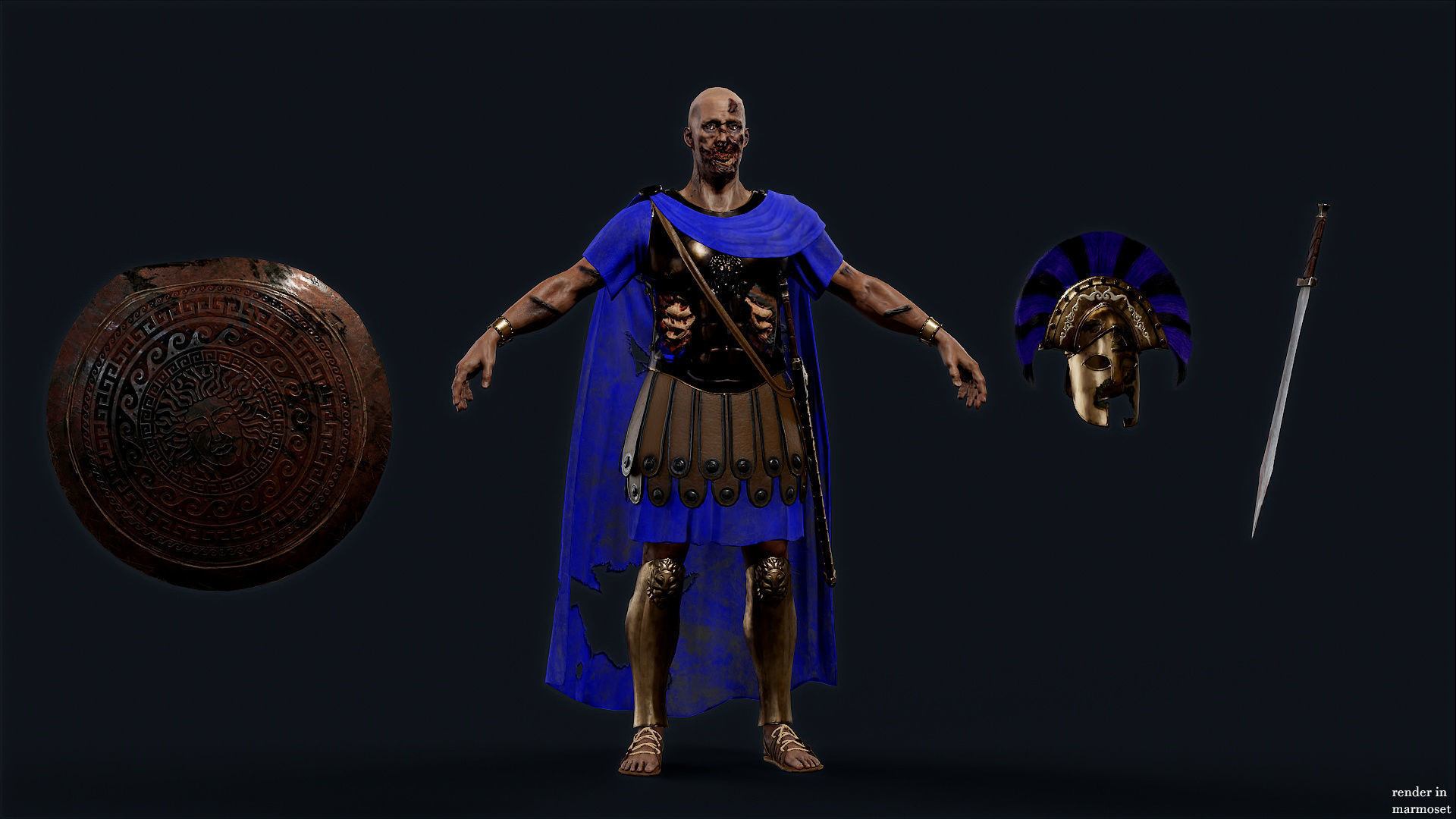 SPARTAN ROYAL GUARD UNDEAD 2 Low-poly 3D model_6