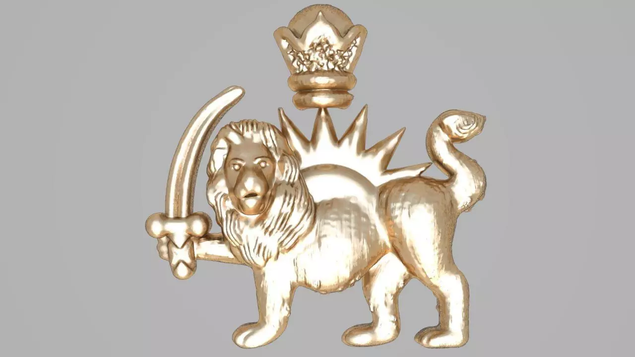free gold simple lion and sun Free 3D print model_0