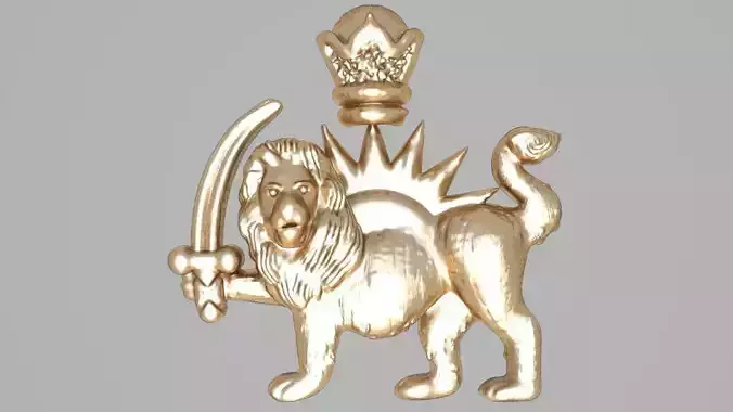 free gold simple lion and sun Free 3D print model
