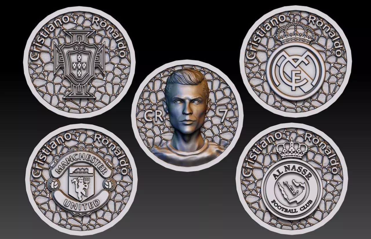Cristiano Ronaldo Gold Coin Pack M26 3D print model_0