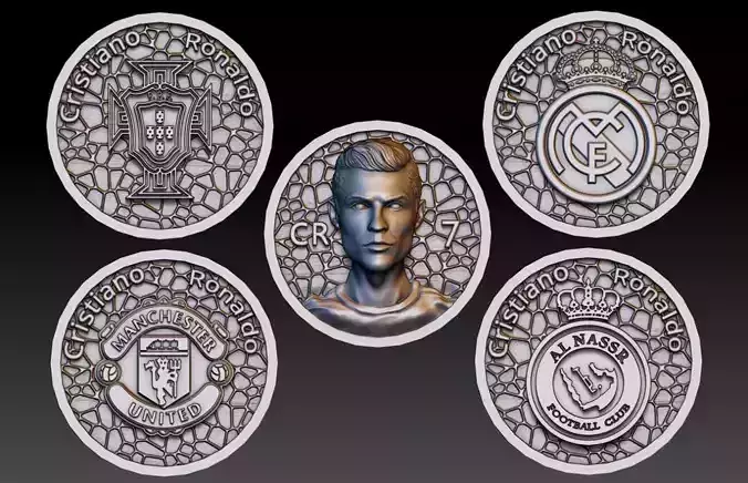 Cristiano Ronaldo Gold Coin Pack M26 3D print model