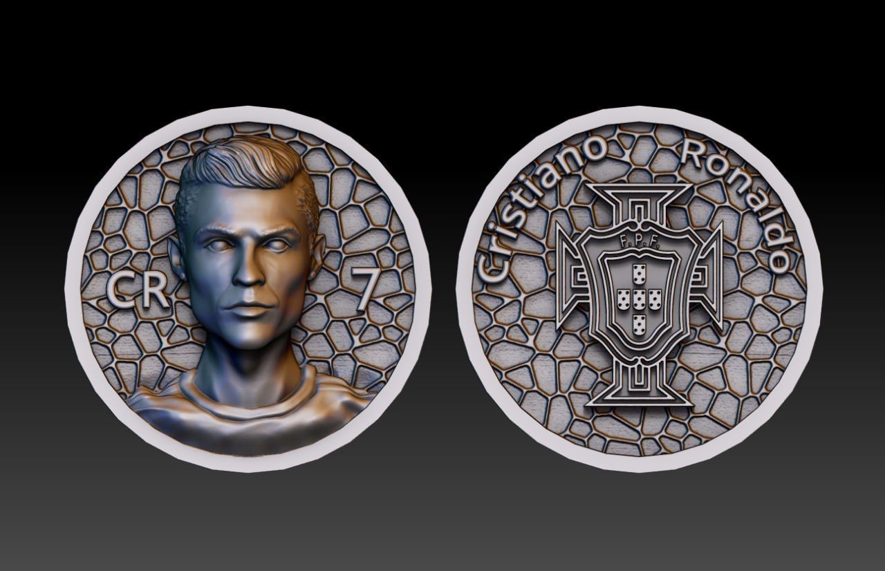 Cristiano Ronaldo Gold Coin Pack M26 3D print model_4