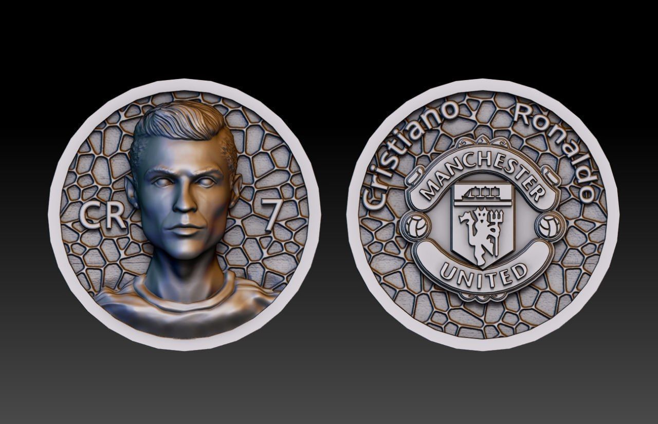Cristiano Ronaldo Gold Coin Pack M26 3D print model_2