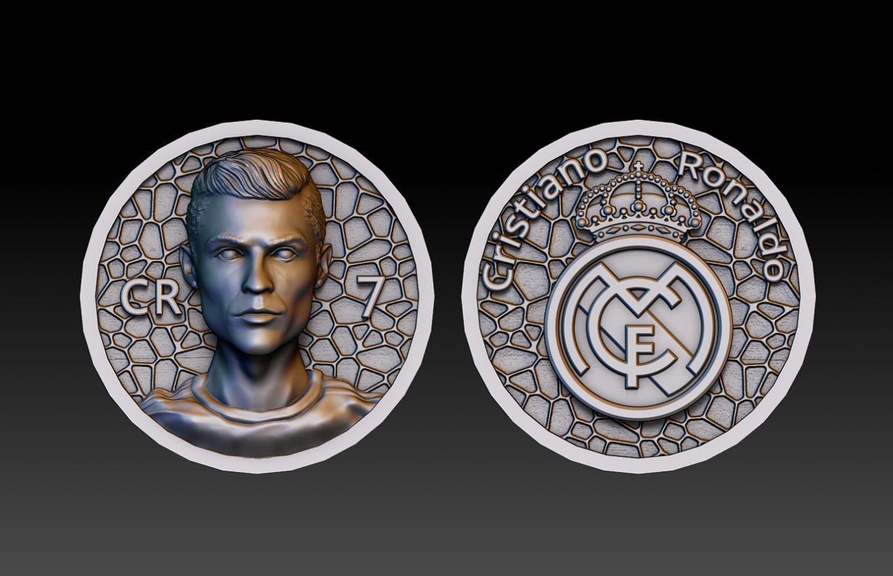 Cristiano Ronaldo Gold Coin Pack M26 3D print model_1