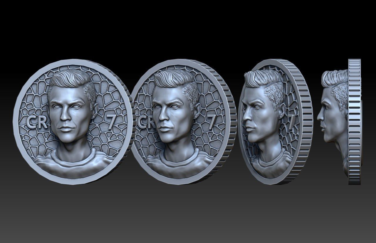 Cristiano Ronaldo Gold Coin Pack M26 3D print model_5