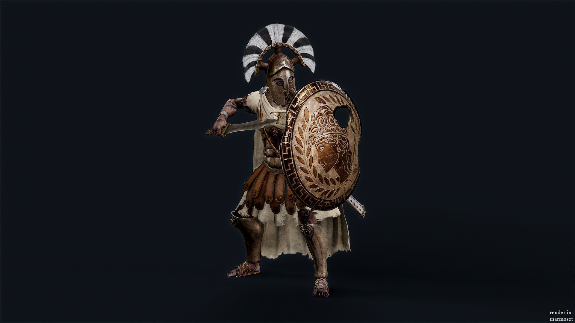 SPARTAN ROYAL GUARD UNDEAD 3 Low-poly 3D model_3