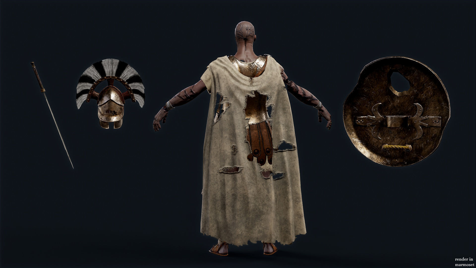 SPARTAN ROYAL GUARD UNDEAD 3 Low-poly 3D model_9