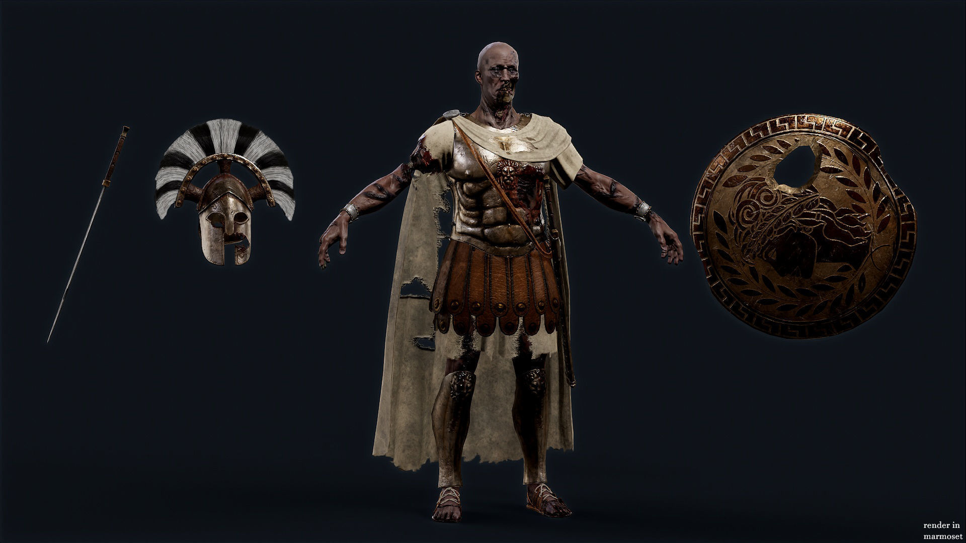 SPARTAN ROYAL GUARD UNDEAD 3 Low-poly 3D model_11