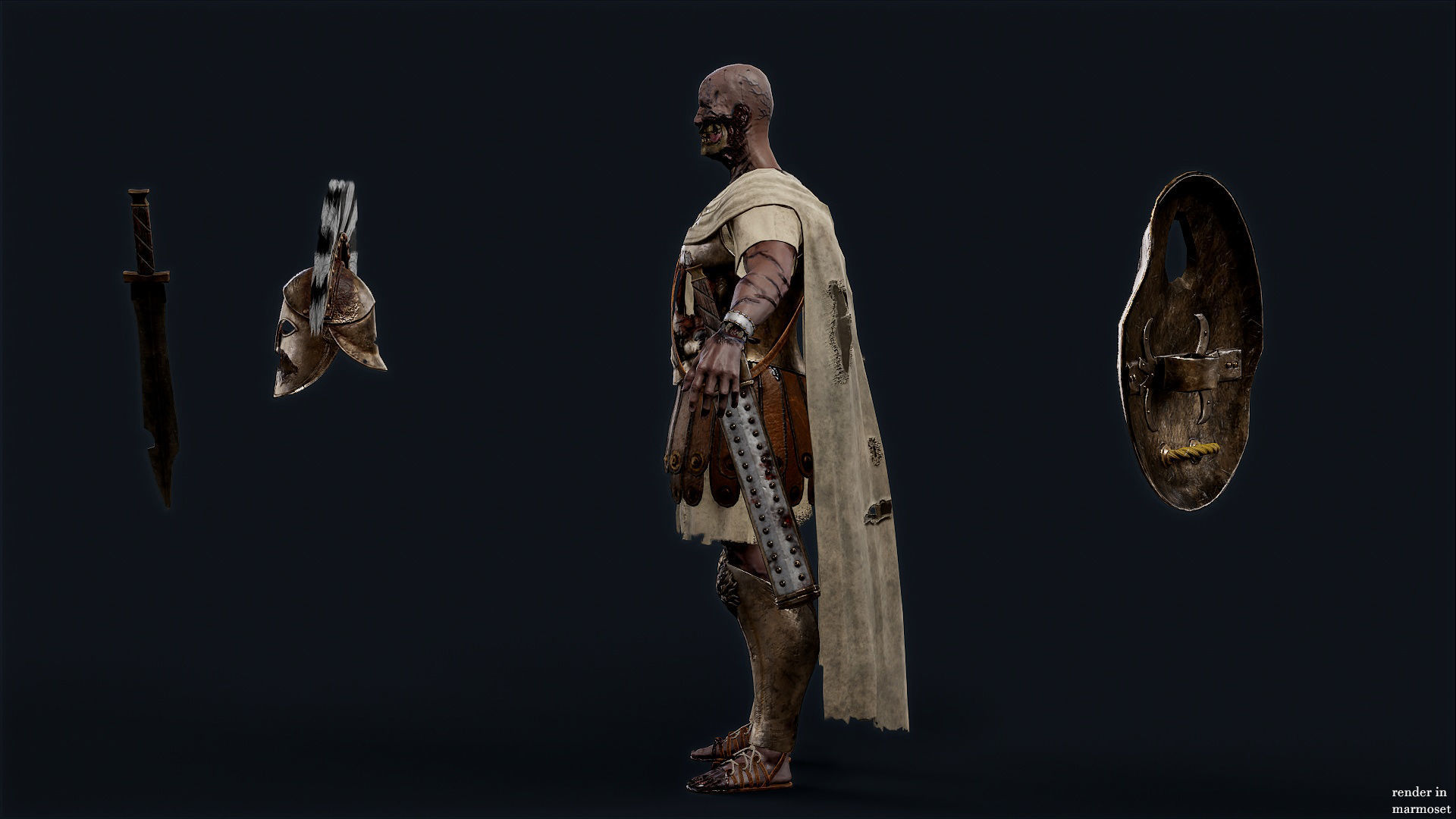 SPARTAN ROYAL GUARD UNDEAD 3 Low-poly 3D model_10