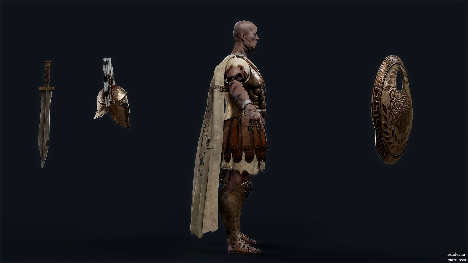 SPARTAN ROYAL GUARD UNDEAD 3 Low-poly 3D model_8