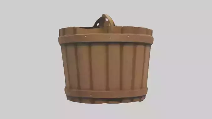 Wooden bucket Model Low-poly 3D model