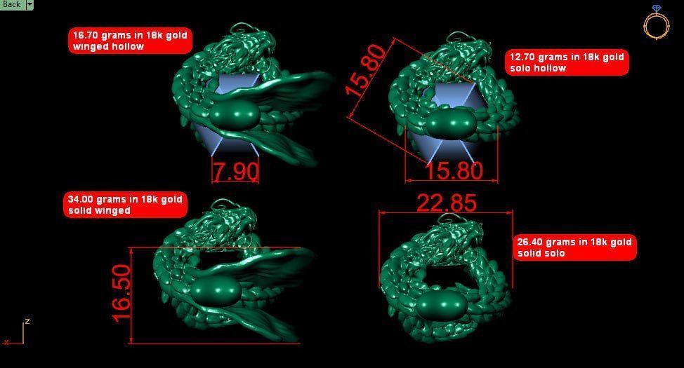 Dragon on a hexagon stone solid and hollow 3D print model_9