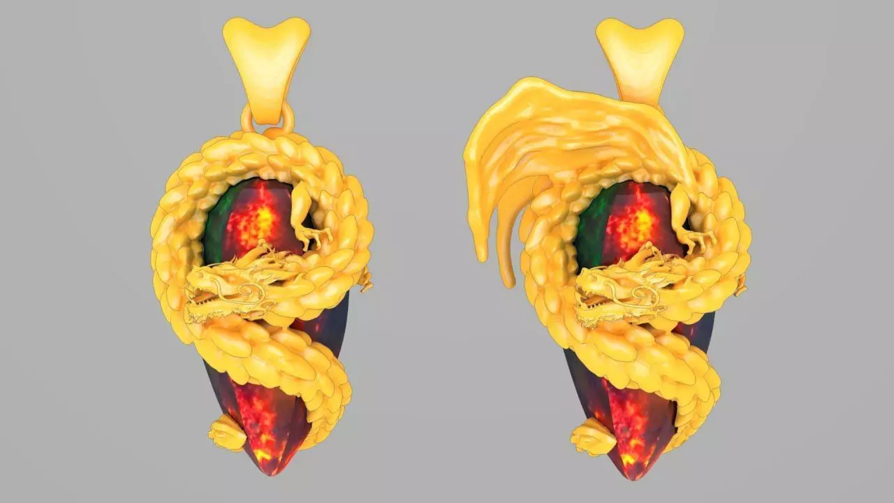 Dragon on a hexagon stone solid and hollow 3D print model_0