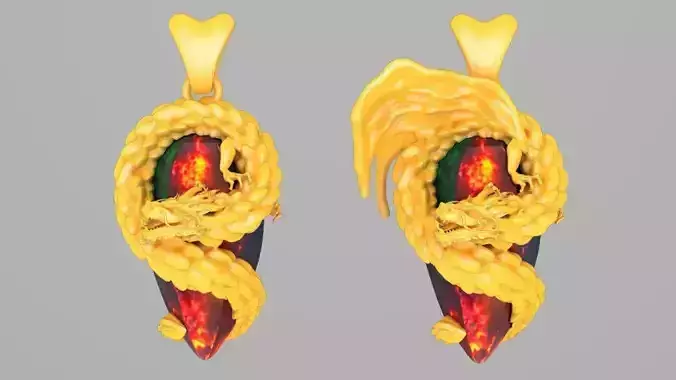 Dragon on a hexagon stone solid and hollow 3D print model