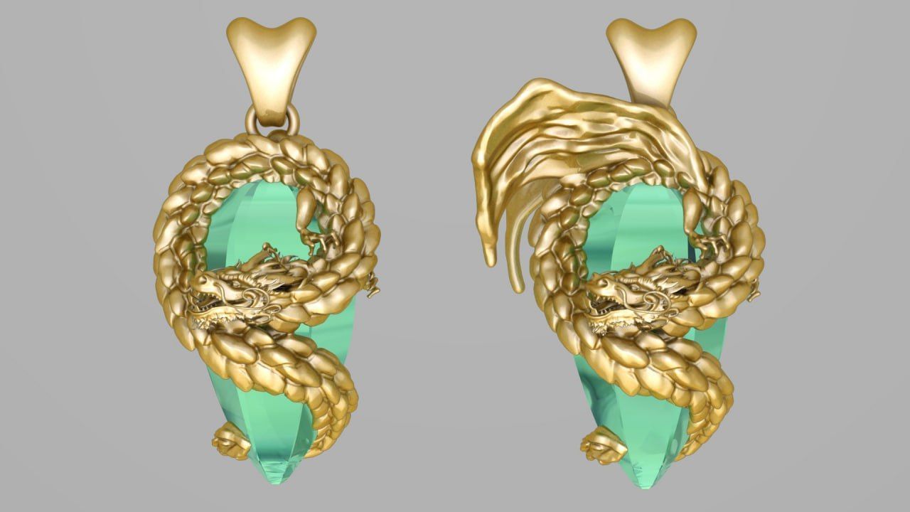 Dragon on a hexagon stone solid and hollow 3D print model_1