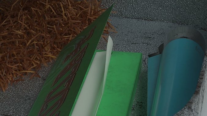 Old Tabacco Tin with Lighter and Papers Low-poly 3D model 7