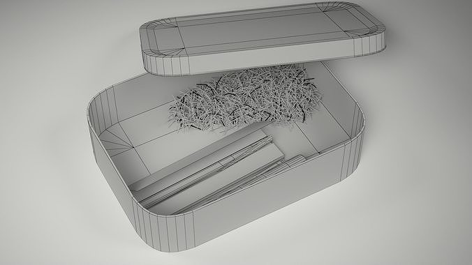 Old Tabacco Tin with Lighter and Papers Low-poly 3D model 2