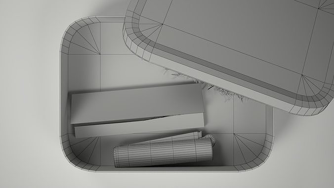 Old Tabacco Tin with Lighter and Papers Low-poly 3D model 5