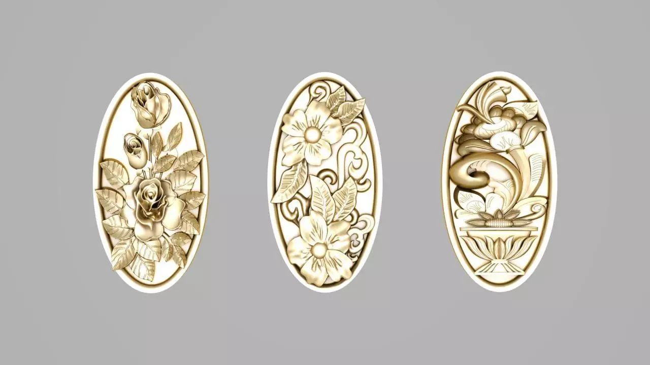 free gold flower frames Free 3D print model_0