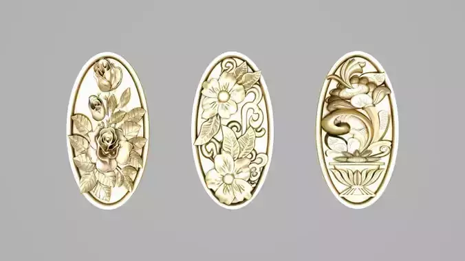 free gold flower frames Free 3D print model