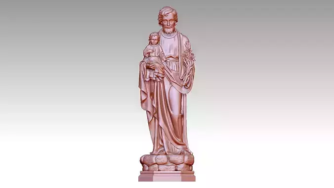 Saint Joseph with Baby Jesus 3D print model