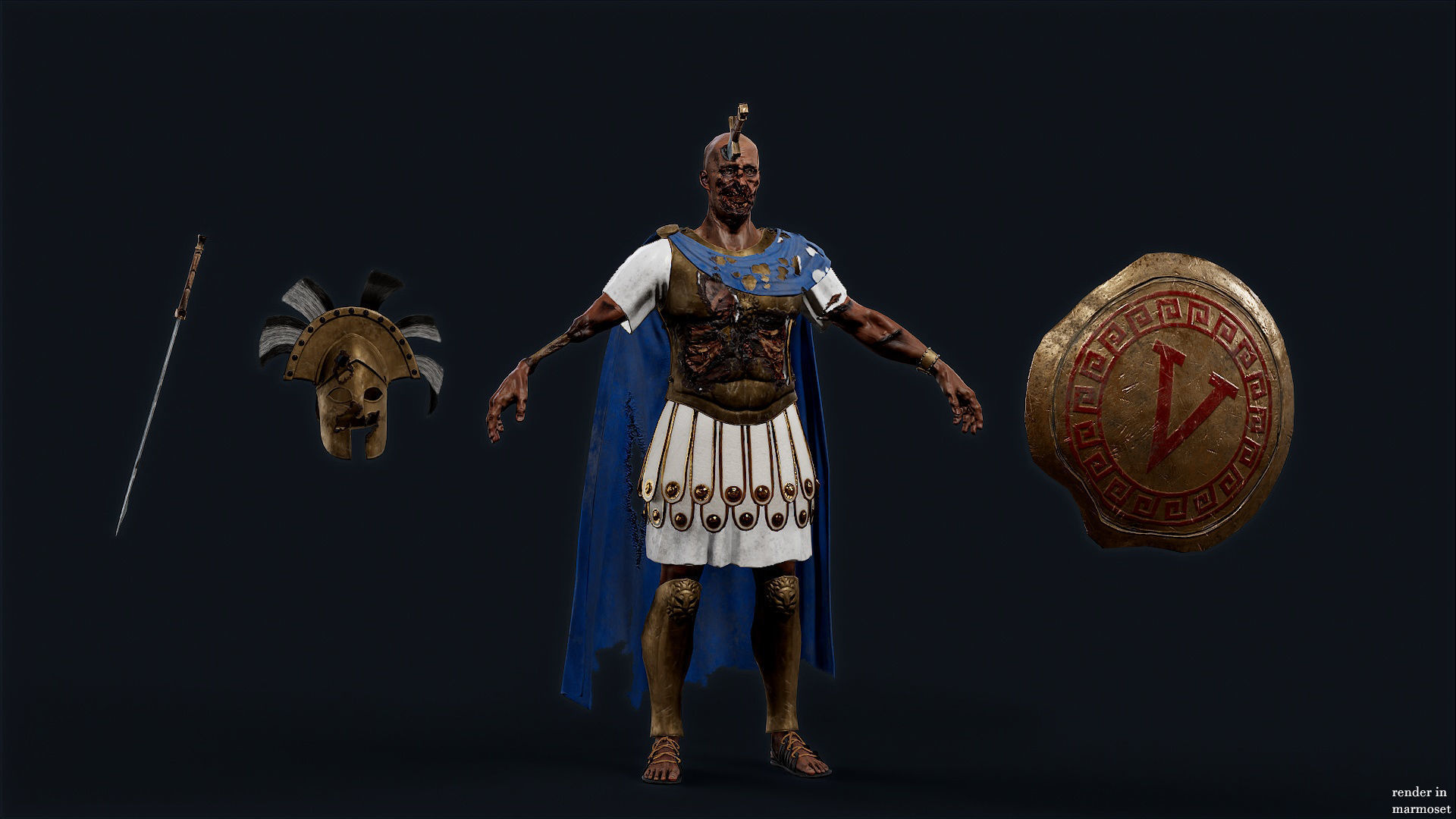 SPARTAN ROYAL GUARD UNDEAD 4 Low-poly 3D model_8