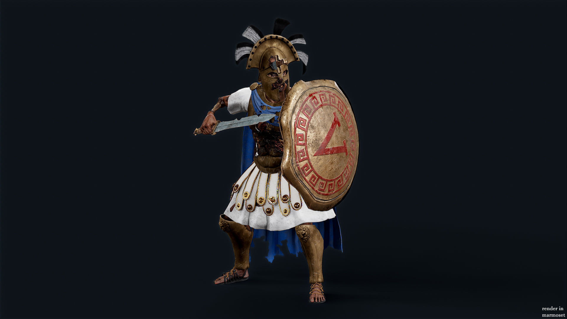 SPARTAN ROYAL GUARD UNDEAD 4 Low-poly 3D model_5