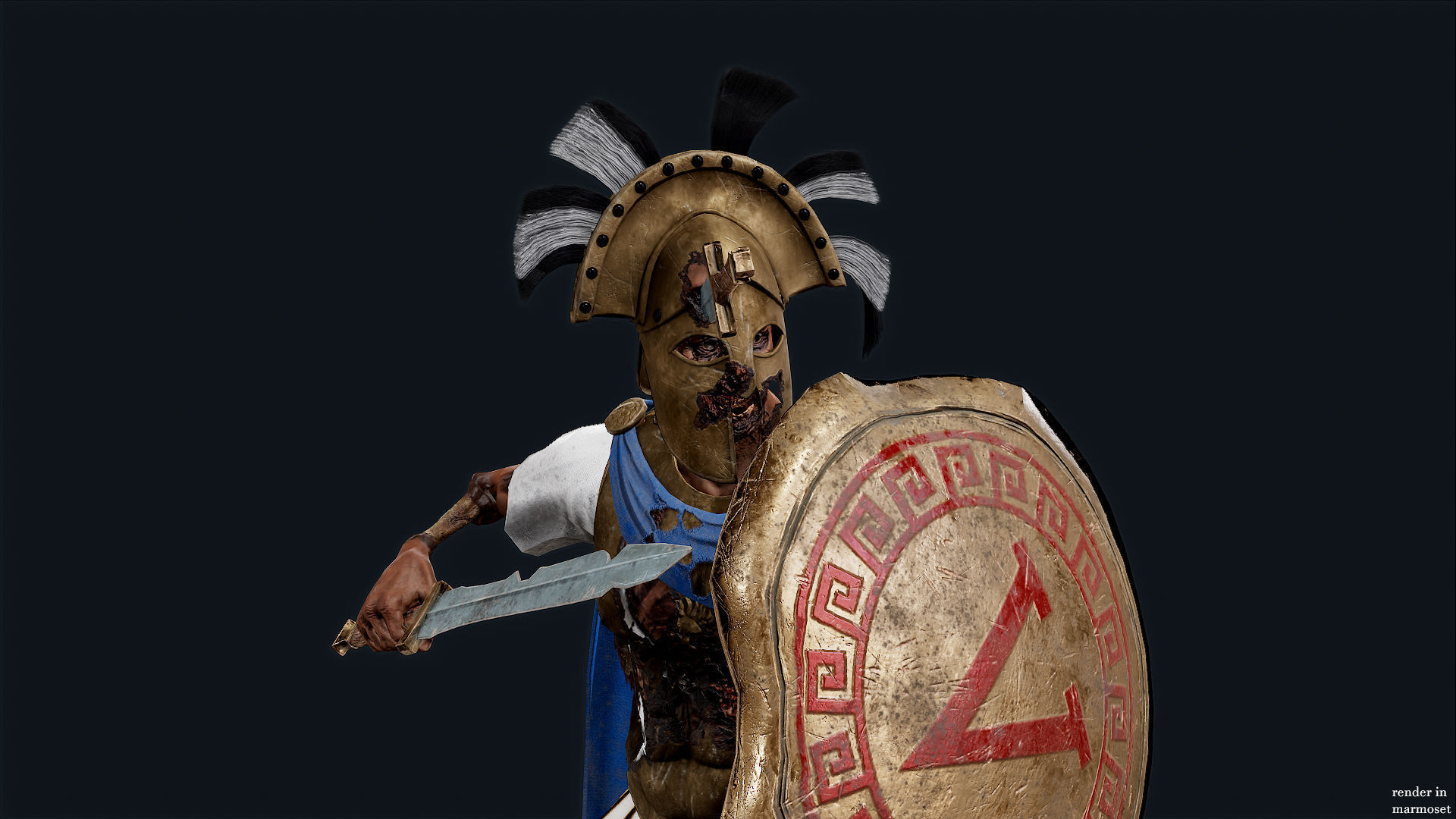SPARTAN ROYAL GUARD UNDEAD 4 Low-poly 3D model_6