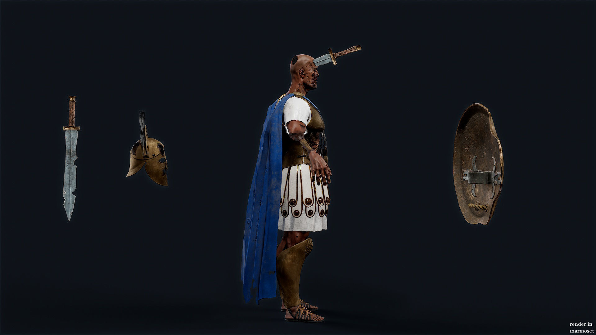 SPARTAN ROYAL GUARD UNDEAD 4 Low-poly 3D model_9