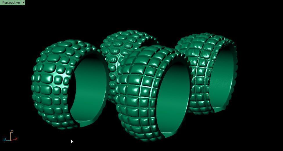 Bump gold rings 3D print model_4