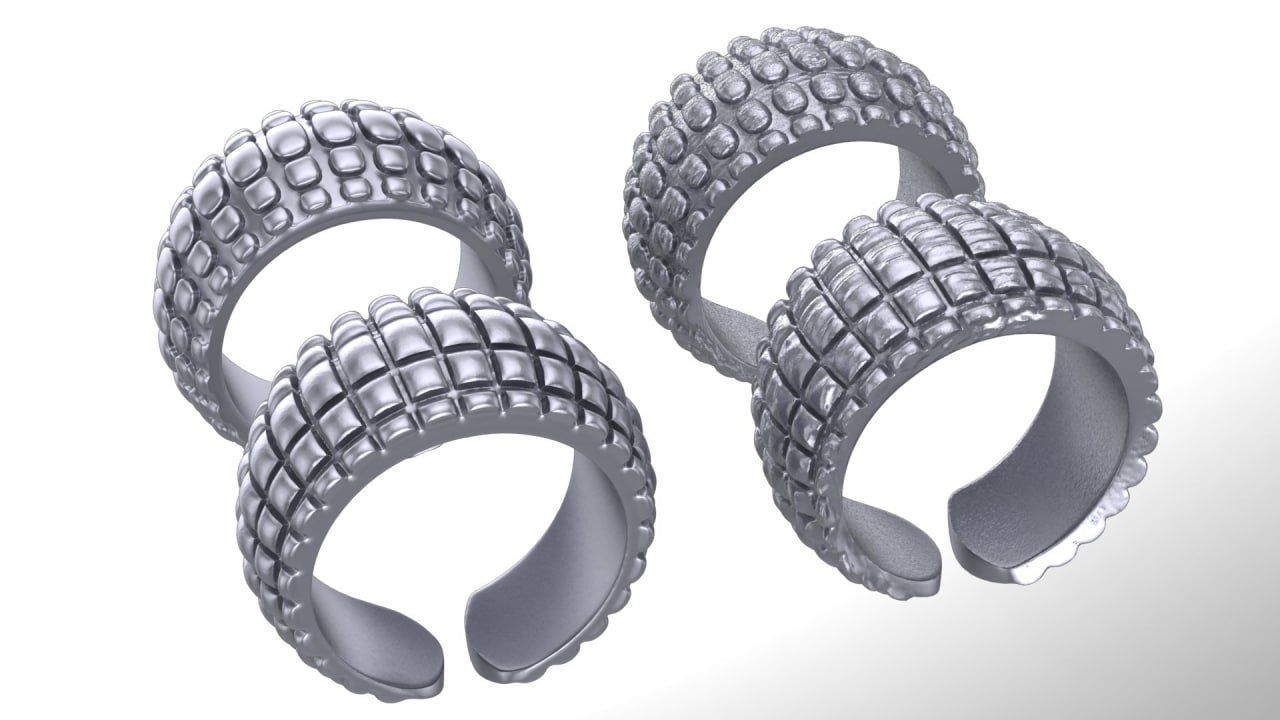 Bump gold rings 3D print model_1