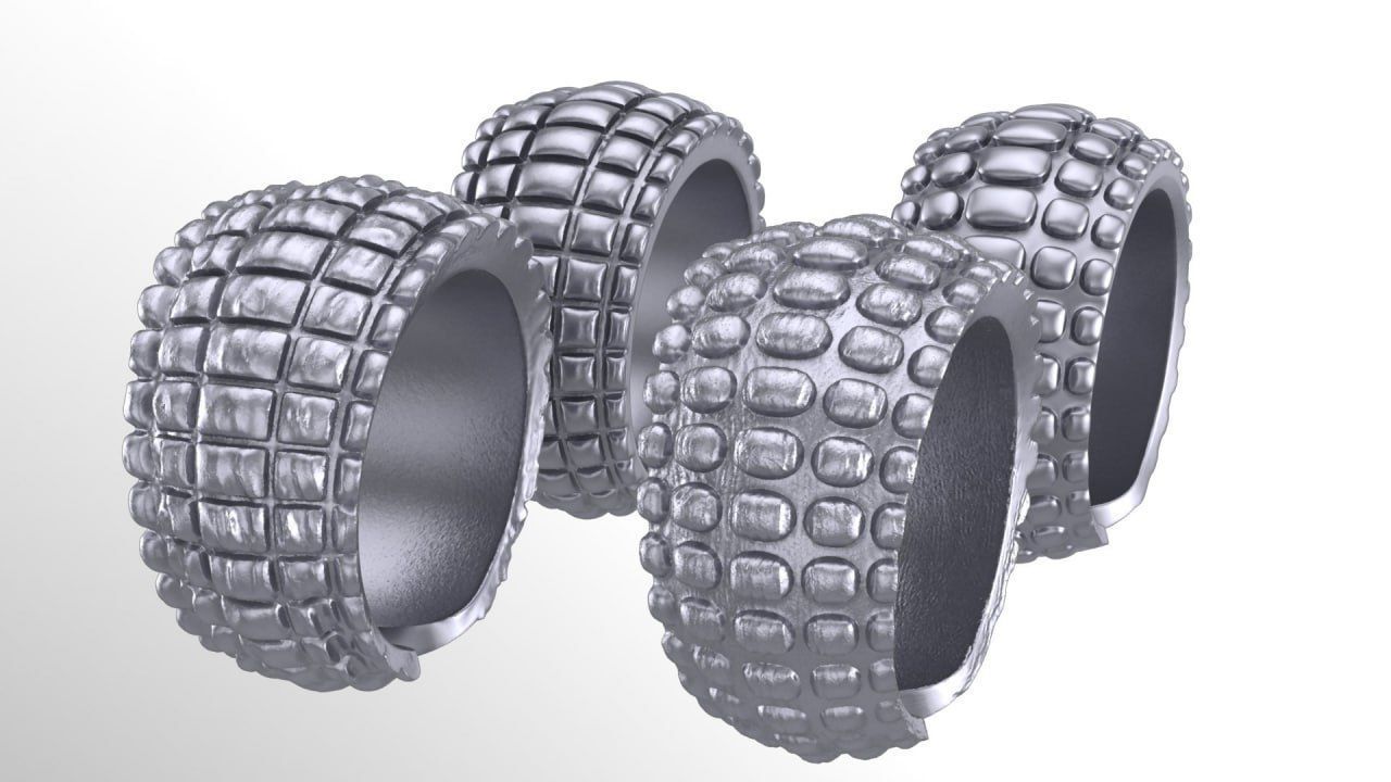 Bump gold rings 3D print model_2