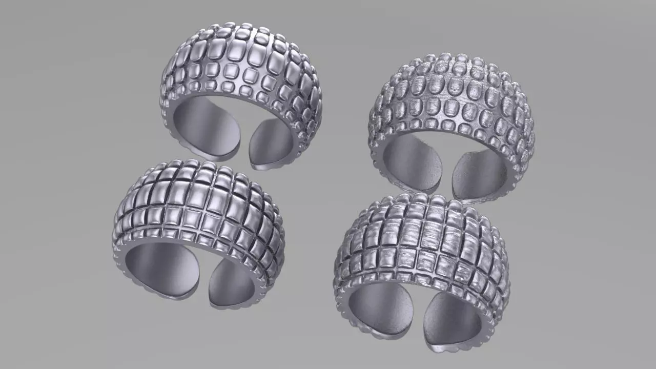 Bump gold rings 3D print model_0