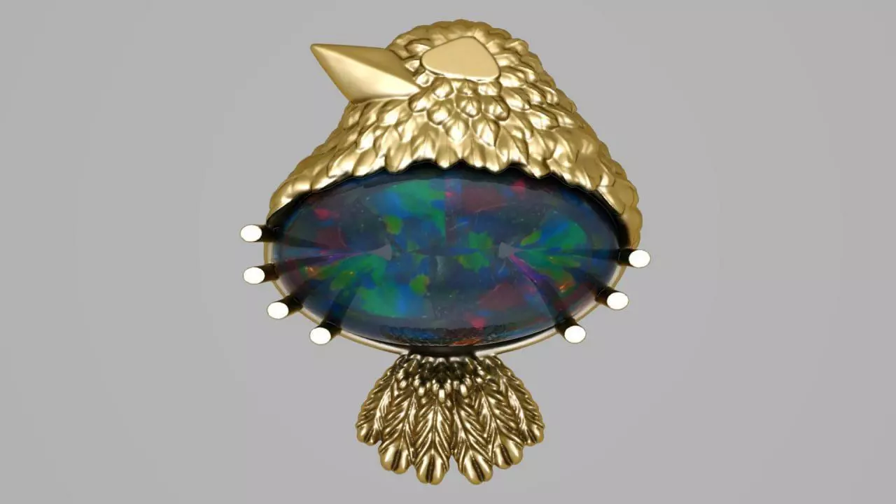 Hollow gold bird 3D print model_0