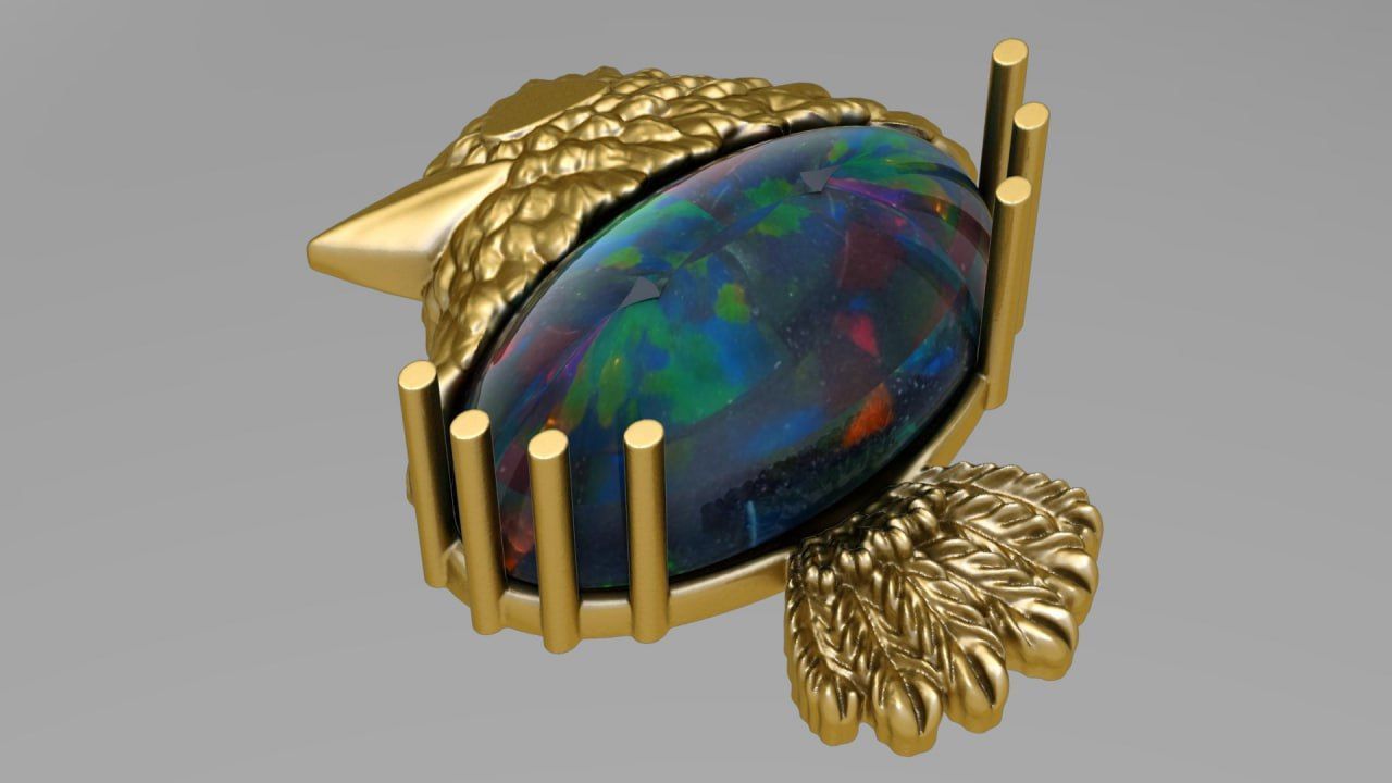 Hollow gold bird 3D print model_1