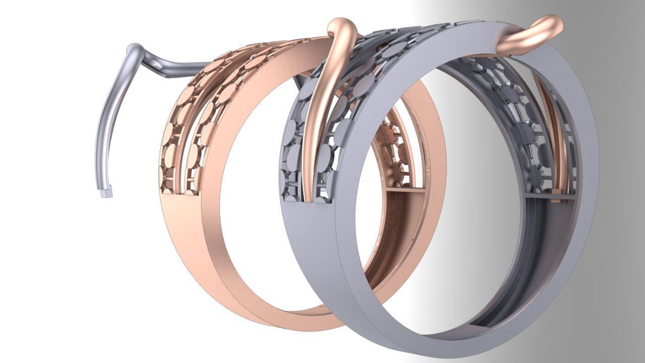 2nd two piece facet fusion gold ring 3D print model_1