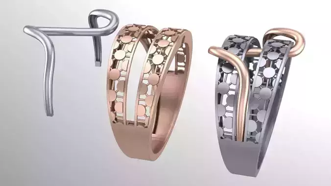 2nd two piece facet fusion gold ring 3D print model