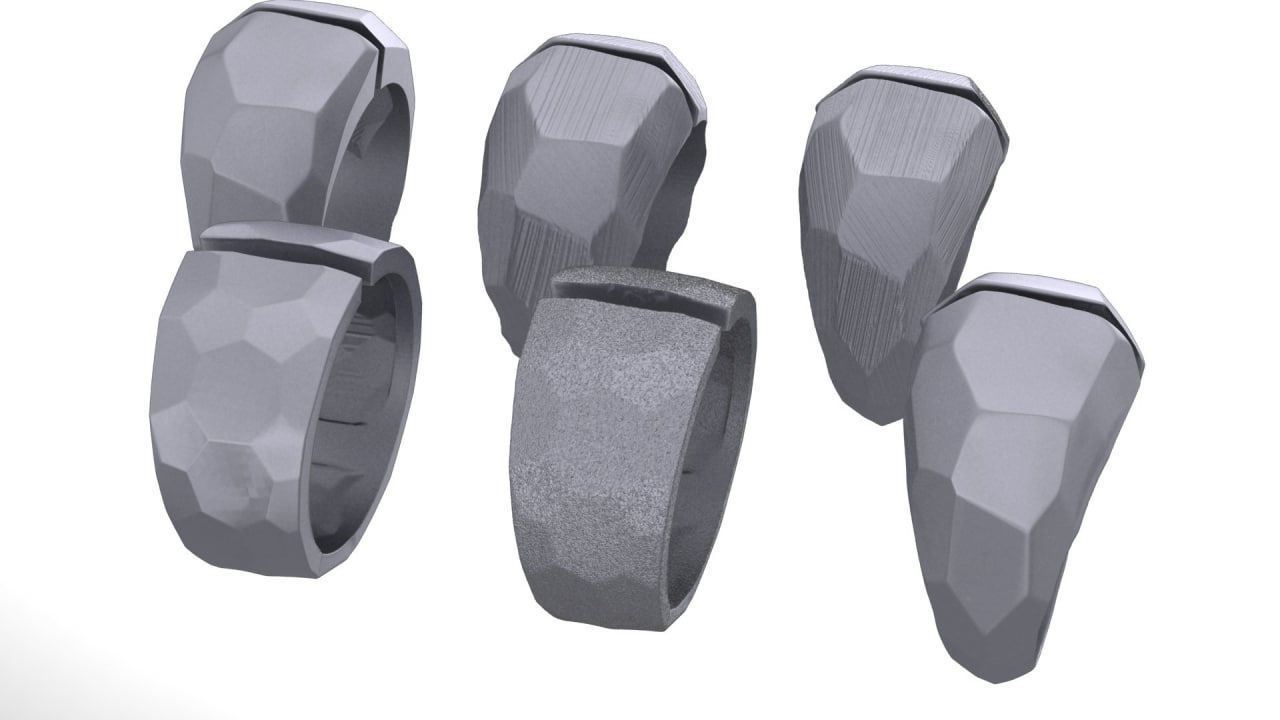 6 slightly different soccer ball skin gold ring 3D print model_2